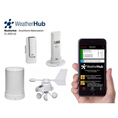 TFA WeatherHub vejrstationssæt med klima, regnmåler og vindmåler