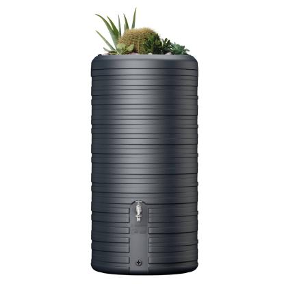 4Rain Nordic 2-i-1 regnvandstønde med planteskål og hane, grå - 300 liter