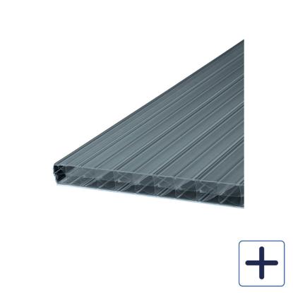 Plastmo TwinLite termotag, 16 mm, PC, røgfarvet, bredde 98 cm