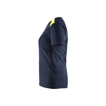 Blåkläder 3479 dame t-shirt, mørk marineblå/hi-vis gul