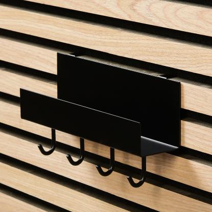Millex hylde til akustikpanel, 4 kroge, 21,5 cm, sort