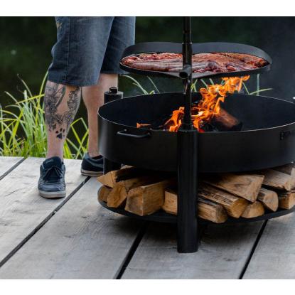 Cook King Montana X bålsted med 60 cm grillrist, stål, sort, Ø80 cm