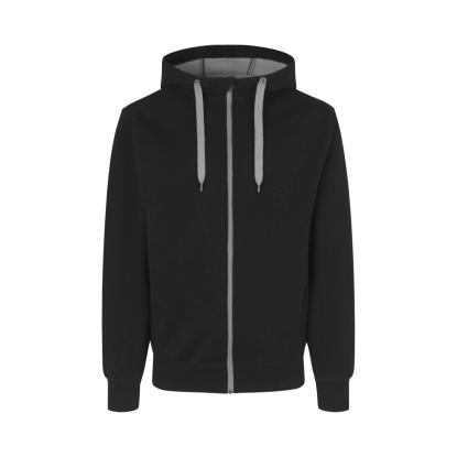ID 0630 sweat cardigan med hætte, bonded, sort