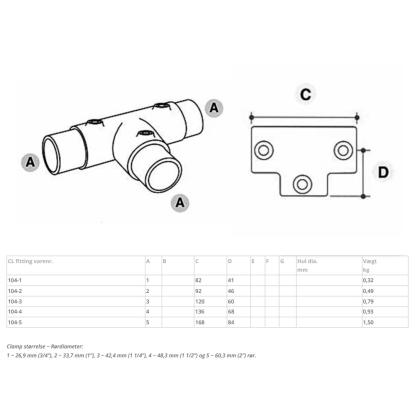 Clarrods Clamps CL104 T-stykke