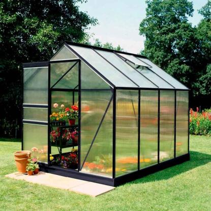 Halls Popular drivhus 5,0 m², sort, 4 mm poly
