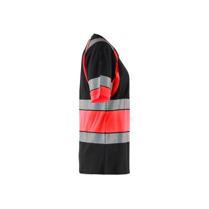 Blåkläder 3410 dame high vis t-shirt, sort/hi-vis rød