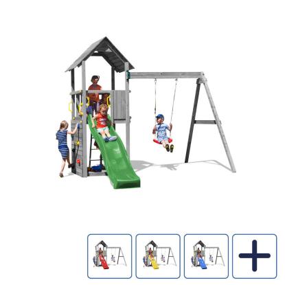 Fungoo Carol2 legetårn med klatrevæg, gynge og rutsjebane, grå