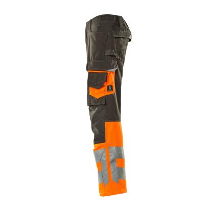 MASCOT SAFE SUPREME Leeds arbejdsbukser med knælommer, mørk antracit/hi-vis orange