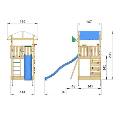 Jungle Gym Fort 2.1 legetårn med blå rutsjebane