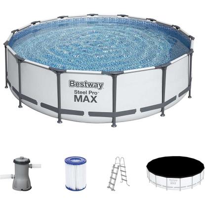 Bestway Steel Pro Max pool sæt med filterpumpe, grå, Ø457 x 122 cm