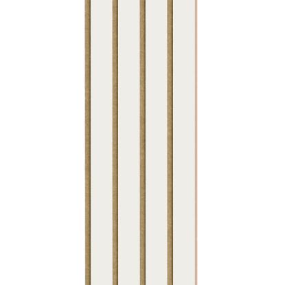 I-Wood Basic 4-lamel akustikpanel, hvidmalet, brun filt og lys kerne, folie, 16 x 300 mm 