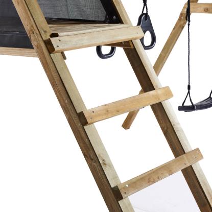 NORDIC PLAY gyngestativ med climb modul, gyngesæde, trapezgynge og rutsjebane