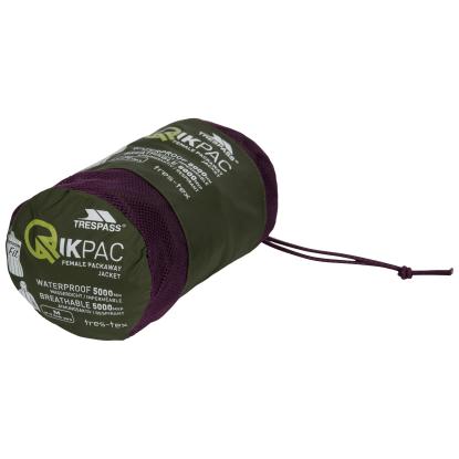Trespass QIKPAC packaway regnjakke med pose, dame, grøn