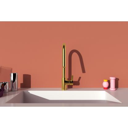Ideal Standard GUSTO køkkenarmatur, C-tud med udtræk, brushed gold