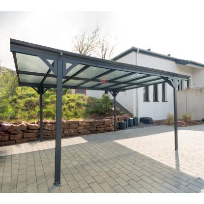 Westmann Helsinki carport, fladt tag, antracitgrå, 232 x 305 x 503 cm - 15 m²