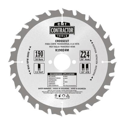 CMT rundsavsklinge til træ, Z24 W, Ø190 x 2,2 x 30 mm - 10 stk.