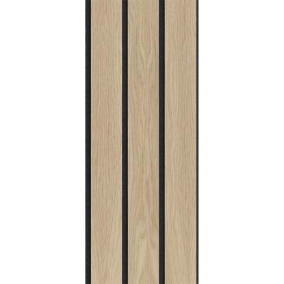 I-Wood Basic 3-lamel akustikpanel, hvid olieret, sort filt og sort kerne, egefiner, 17 x 300 mm 