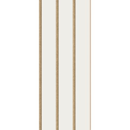 I-Wood Basic 3-lamel akustikpanel, hvidmalet, brun filt og lys kerne, folie, 16 x 300 mm 