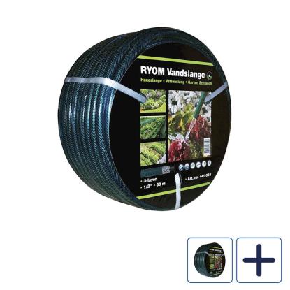 RYOM vandslange med 3-lags armering, grøn, 1/2"