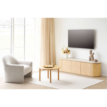 Larvik TV-bænk, askefiner/granit, råhvid, 160 cm