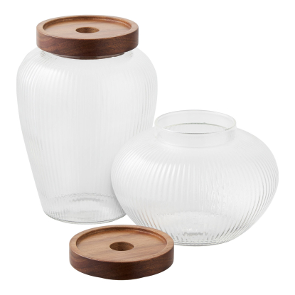 Maya opbevaringsglas med trælåg - 2 stk.