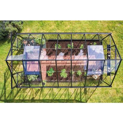Halls Icon 8 drivhus 11,2 m², sort, 3 mm glas