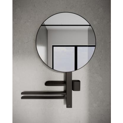 Ideal Standard Alu+ spejl med hylde, mat sort, Ø50,8 cm