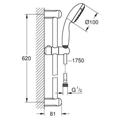 GROHE Tempesta brusesæt, Ø100 mm, 2-jet, krom