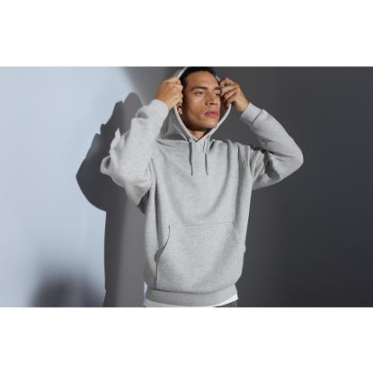 ID 0660 Soft hættetrøje med kængurulomme, unisex, grå melange