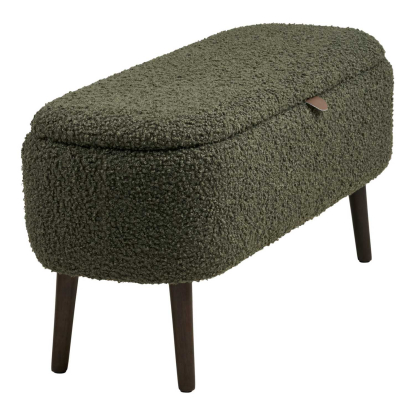 Harlow bænk med opbevaring, teddy, grøn, 95 cm