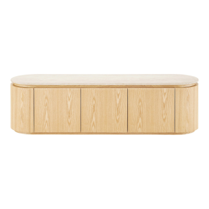 Larvik TV-bænk, askefiner/granit, råhvid, 160 cm