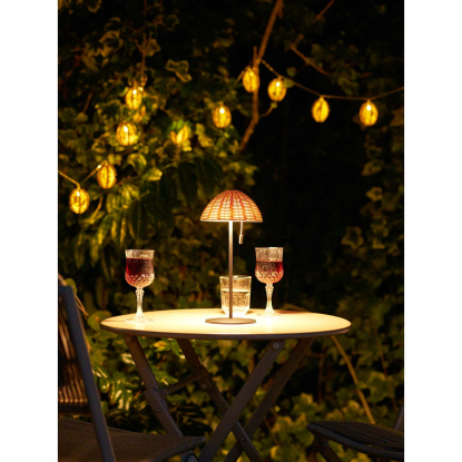 Wigan LED bordlampe, genopladelig, H32 cm, natur/sort