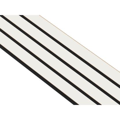I-Wood Medio+ 4-lamel akustikpanel, hvidmalet, sort filt og lys kerne, folie, 16 x 300 mm