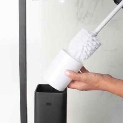 Toiletrulleholder med toiletbørste, fritstående, sort, 20 x 63 cm