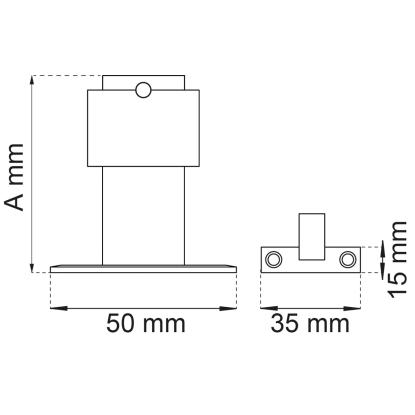 Habo 393 dørholder til gulvmontering, 70 mm, rustfrit stål