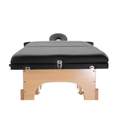 Massagebriks, foldbar, træ, sort, 185 x 70 cm - 3 sektioner