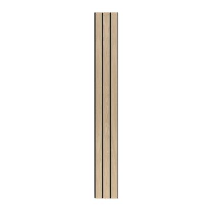 I-Wood Basic 3-lamel akustikpanel, hvid olieret, sort filt og sort kerne, egefiner, 17 x 300 mm 