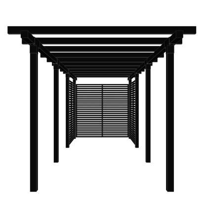 PLUS pergola dobbelt i 3 moduler med Tokyo hegn, sort/fyr - 664 x 238 x 218 cm