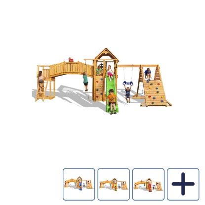 Fungoo Maxi Fun Gym legetårn med klatrevægge, rebstige og rutsjebane