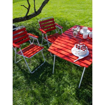 Varax Retro cafébord, sammenklappelig, buet, hvid/rød - 74 x 120 cm