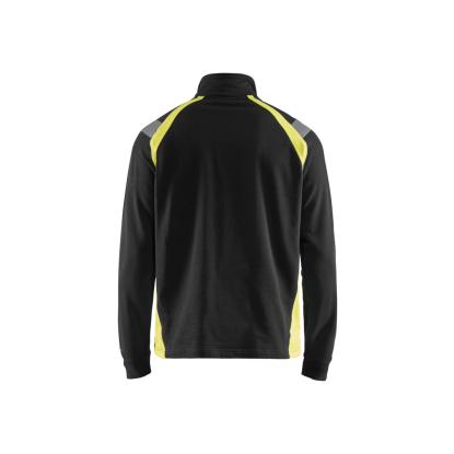 Blåkläder 3432 sweatshirt half zip, sort/hi-vis gul