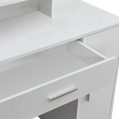 Makeupbord med spejl, hvid, 90 x 38 x 137,5 cm
