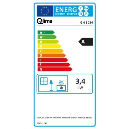 Qlima GH8034 Red Flame gasovn med kunstig kul effekt, 18-44 m²