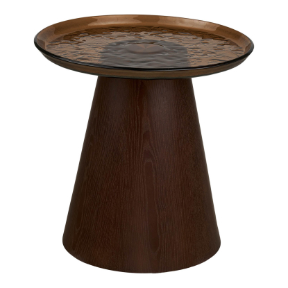 Orvieto hjørnebord, mørkebrun askefiner/glas, Ø50 cm