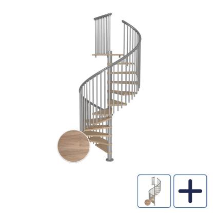 DOLLE Montreal CLASSIC 5 spindeltrappe, Ø160 cm, pearl grey/hvidolieret eg