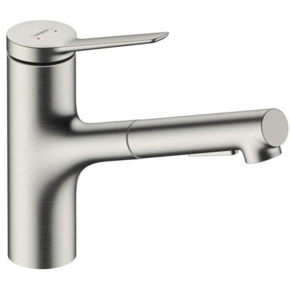hansgrohe Zesis M33 150 køkkenarmatur med udtræk, 2-jet, rustfrit stål finish