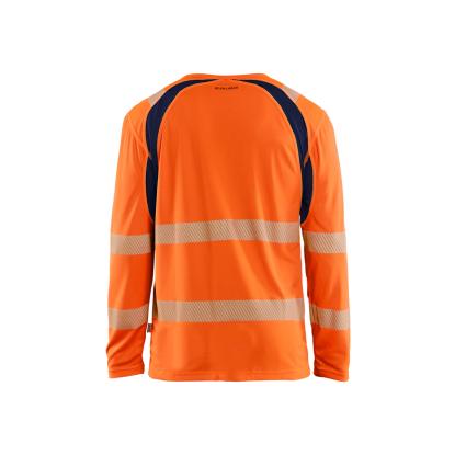 Blåkläder 3599 high vis t-shirt lang ærme, hi-vis orange/marineblå