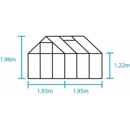 Halls Popular 66 drivhus 3,8 m², sort, 3 mm glas