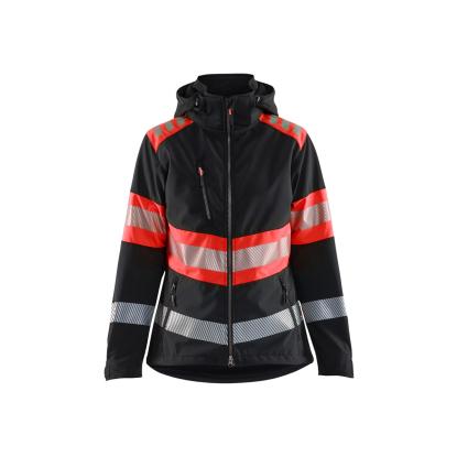 Blåkläder 4404 dame high vis softshell jakke, sort/hi-vis rød
