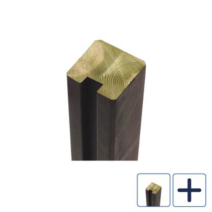 PLUS omlimet profilstolpe med 1 spor, sort/fyr - 9 x 9 cm